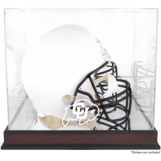 Colorado Buffaloes Mahogany Base Logo Helmet Display Case with Mirrored Back