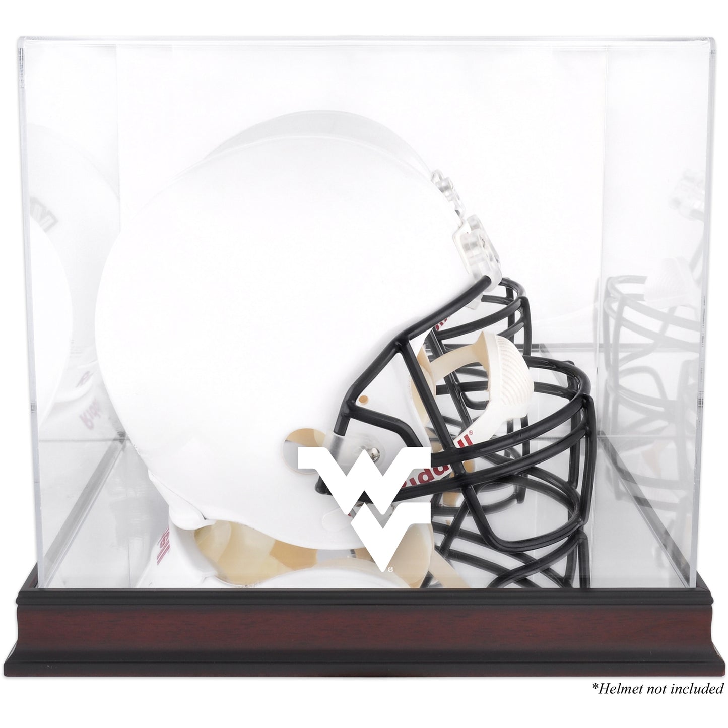 West Virginia Mountaineers Mahogany Base Logo Helmet Display Case with Mirrored Back