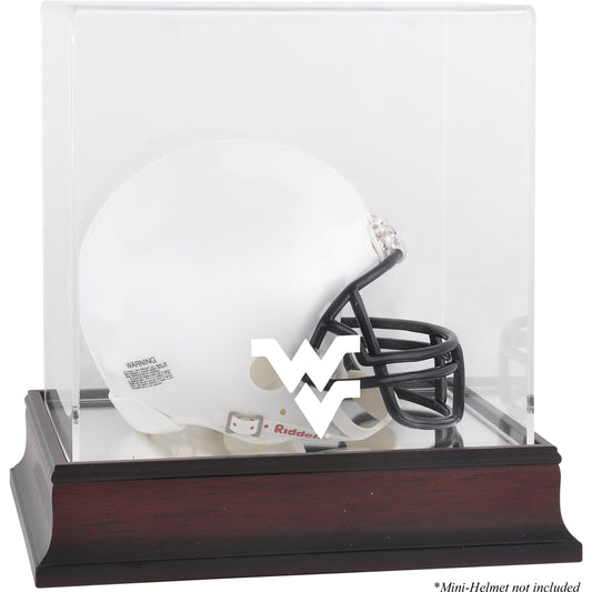 West Virginia Mountaineers Mahogany Logo Mini Helmet Display Case with Mirror Back