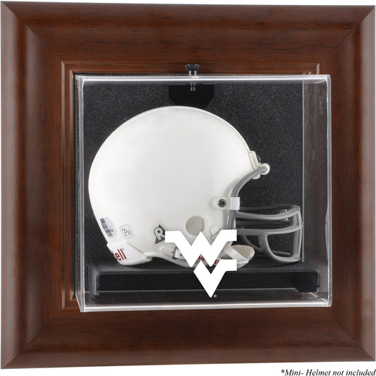 West Virginia Mountaineers Brown Framed Wall-Mountable Mini Helmet Display Case