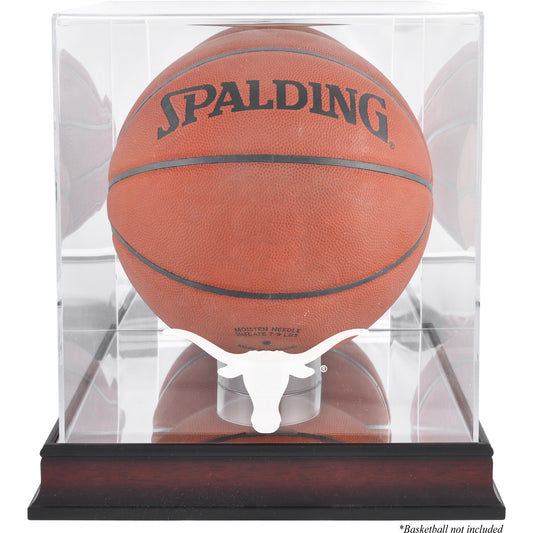 Texas Longhorns Mahogany Antique Finish Basketball Display Case with Mirror Back