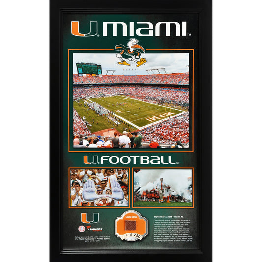 September 07 2013 Miami Hurricanes Win Over Florida Gators Framed Legacy Print with Game-Used Ball - Limited Edition of 250 - Exclusive to ShopMiamiHurricanes.com