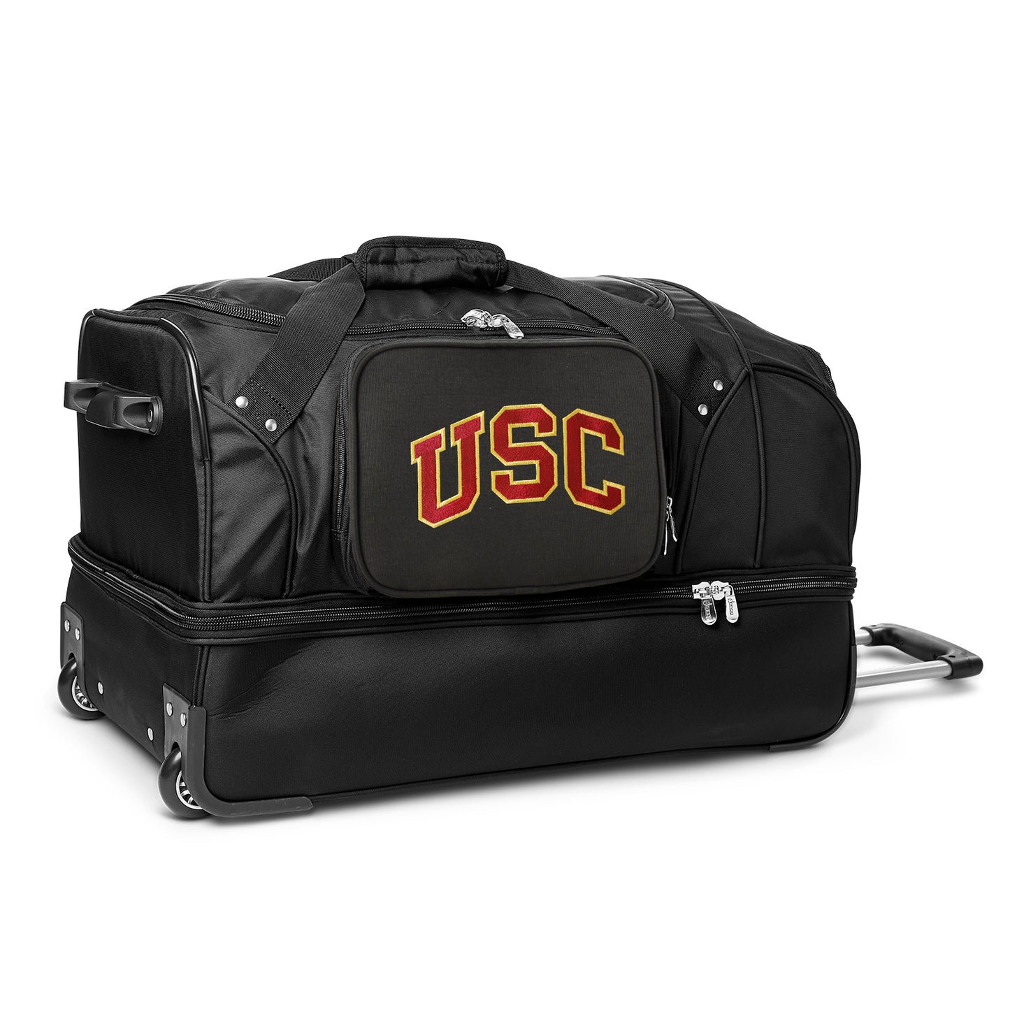 MOJO USC Trojans Black 27'' 2-Wheel Drop Bottom Rolling Duffel Bag