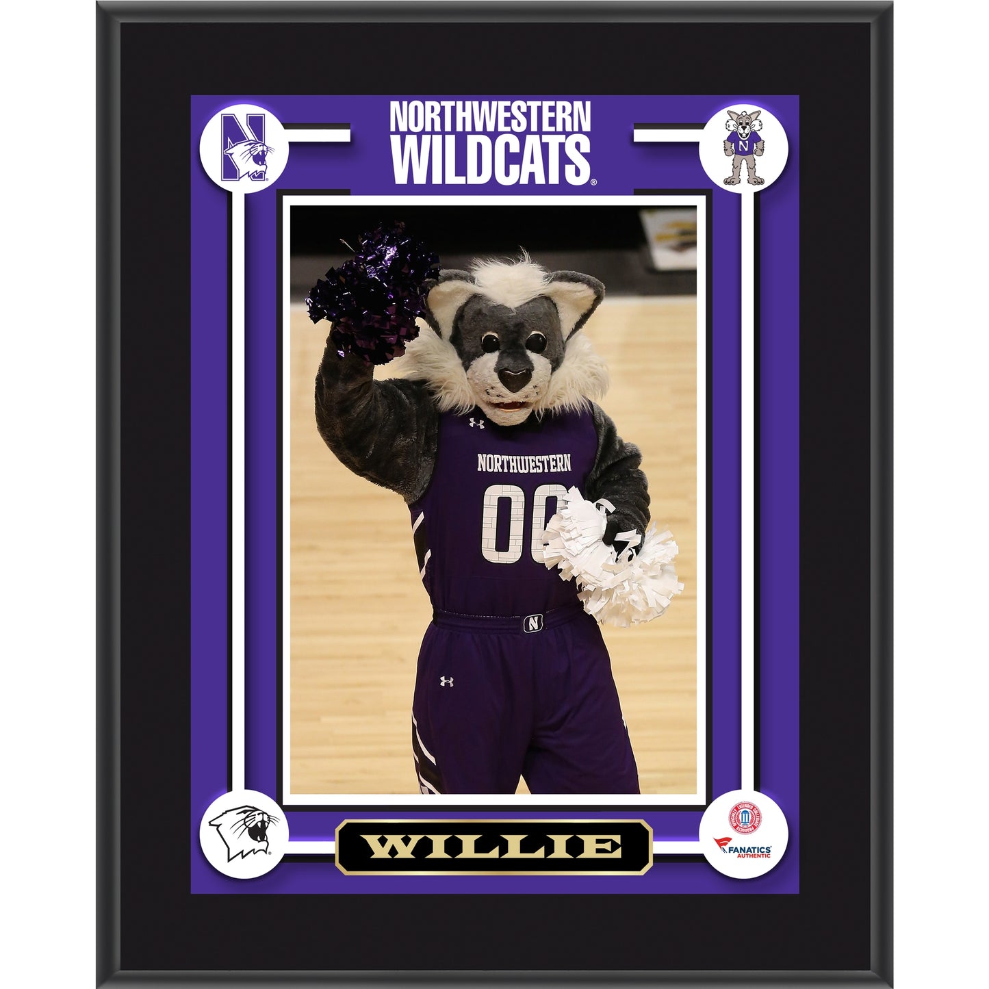 Northwestern Wildcats Willie Mascot 10.5'' x 13'' Sublimated Plaque