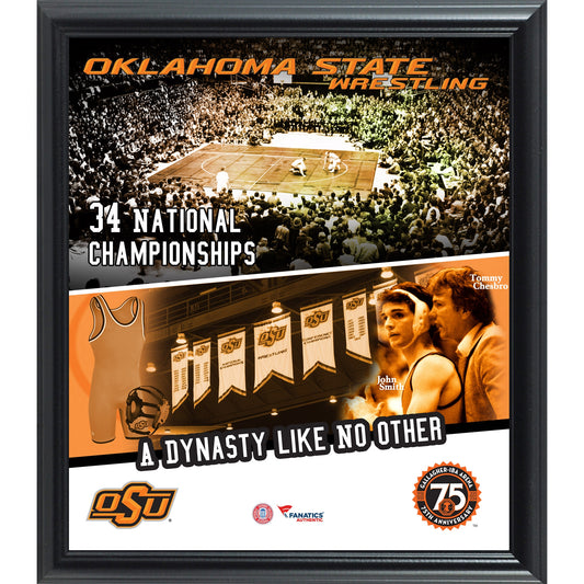 Oklahoma State Cowboys Wrestling 75th Anniversary Framed 15'' x 17'' Collage-Exclusive to Shop.okstate.com