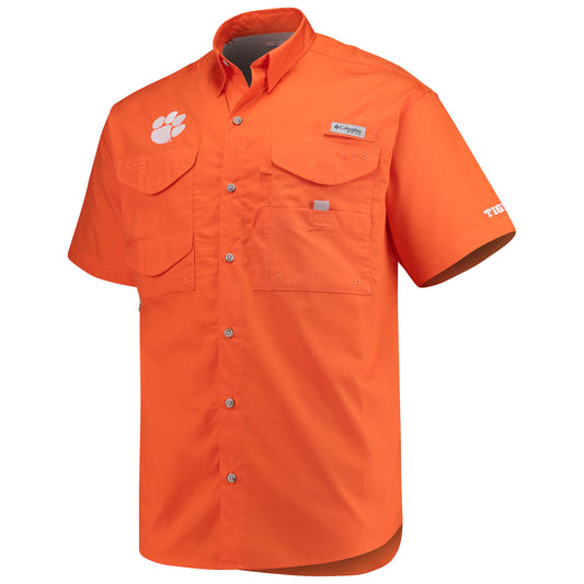 Clemson Tigers Columbia PFG Bonehead Short Sleeve Shirt - Orange