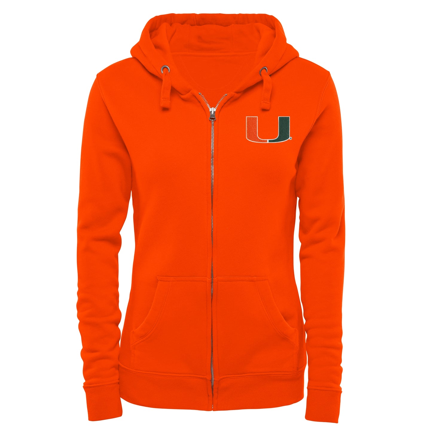 Miami Hurricanes Ladies Logo Applique Full Zip Hoodie - Orange