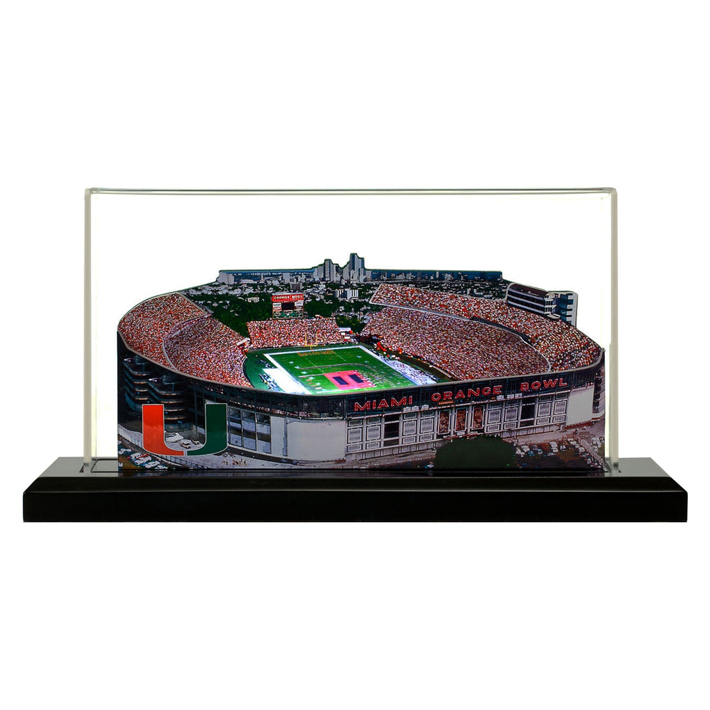 Miami Hurricanes 19" x 9" Light Up Stadium with Display Case