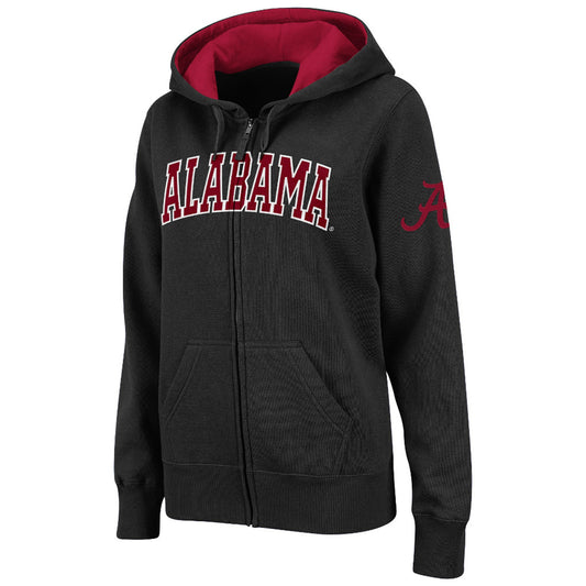 Women's Stadium Athletic Black Alabama Crimson Tide Arched Name Full-Zip Hoodie