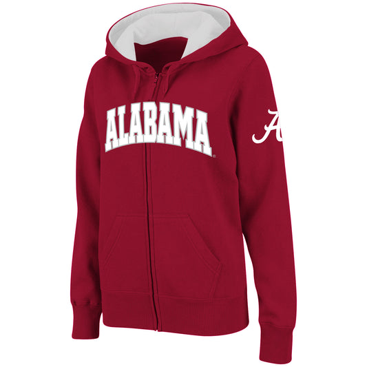 Women's Stadium Athletic Crimson Alabama Crimson Tide Arched Name Full-Zip Hoodie