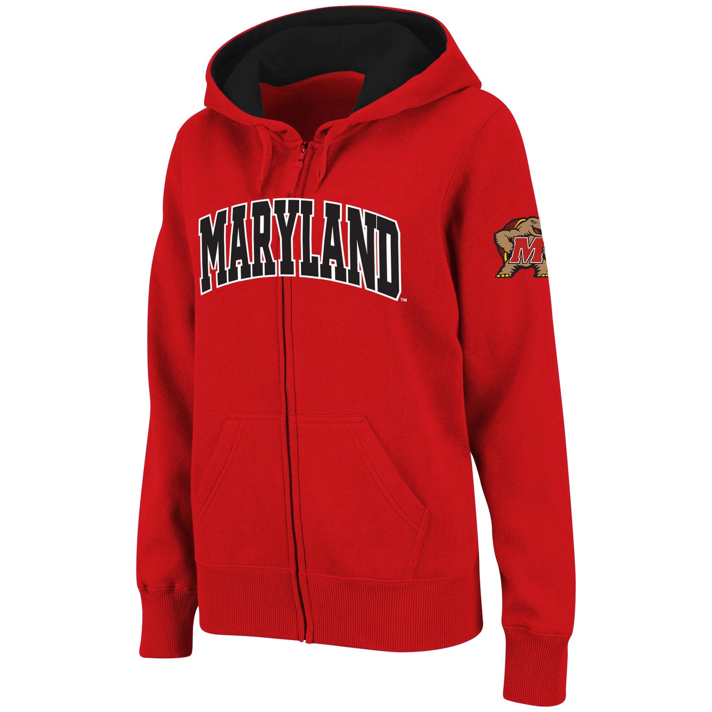 Women's Stadium Athletic Red Maryland Terrapins Arched Name Full-Zip Hoodie