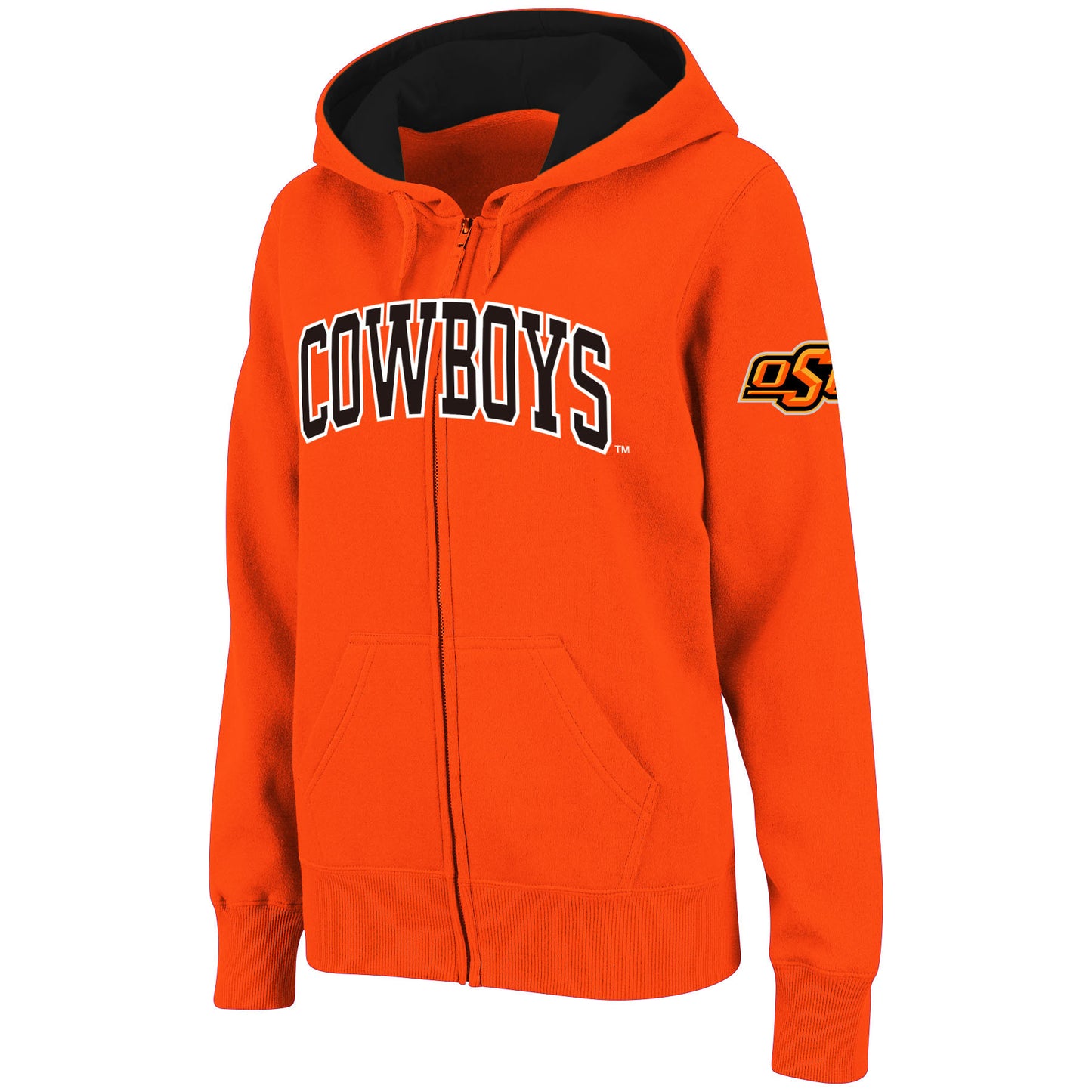 Women's Stadium Athletic Orange Oklahoma State Cowboys Arched Name Full-Zip Hoodie