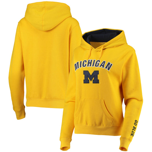 Women's Maize Michigan Wolverines Arch & Logo 1 Pullover Hoodie