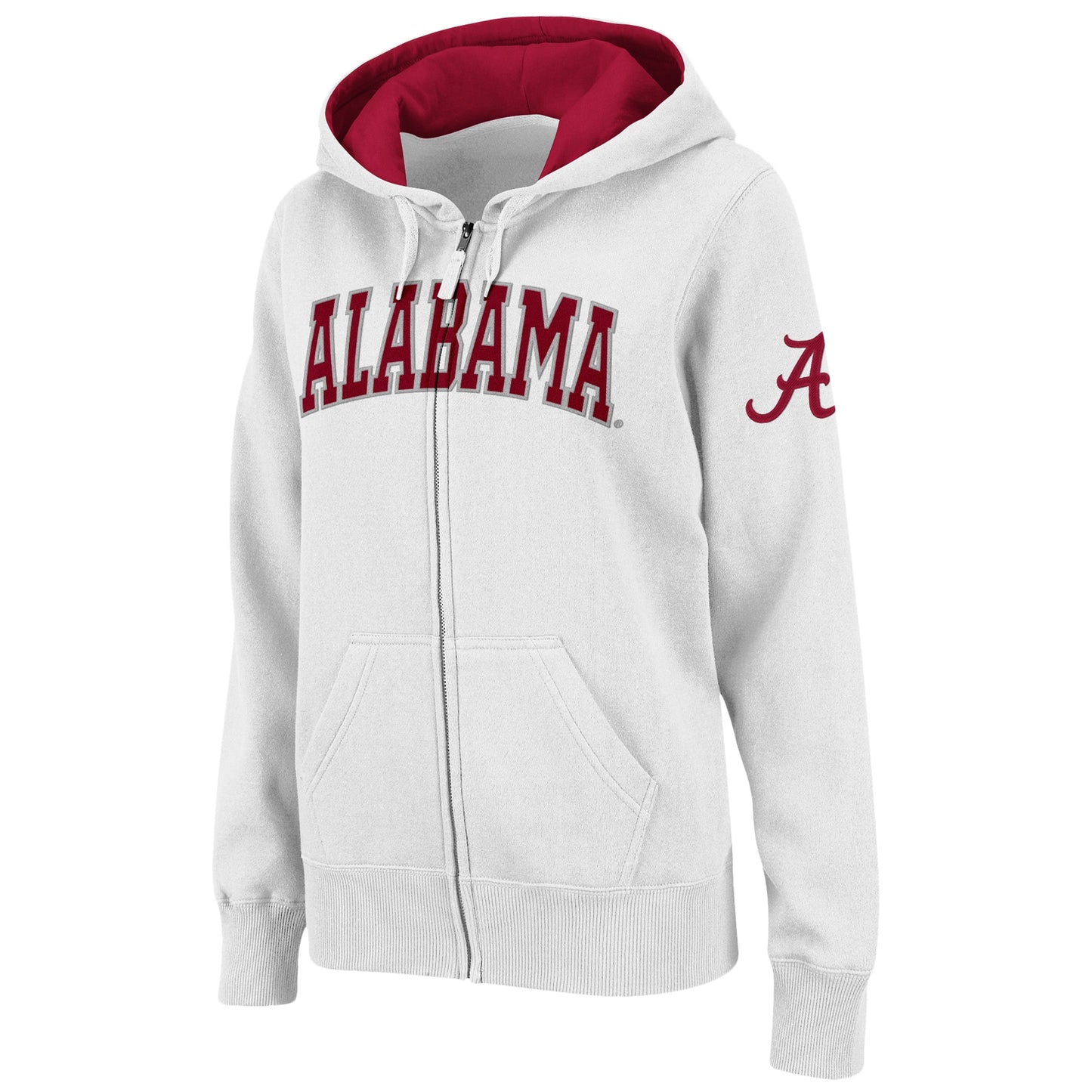 Women's Stadium Athletic White Alabama Crimson Tide Arched Name Full-Zip Hoodie