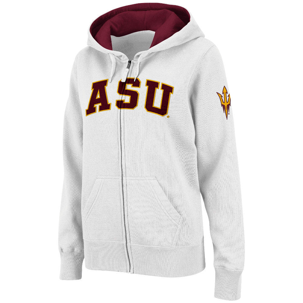 Women's Stadium Athletic White Arizona State Sun Devils Arched Name Full-Zip Hoodie