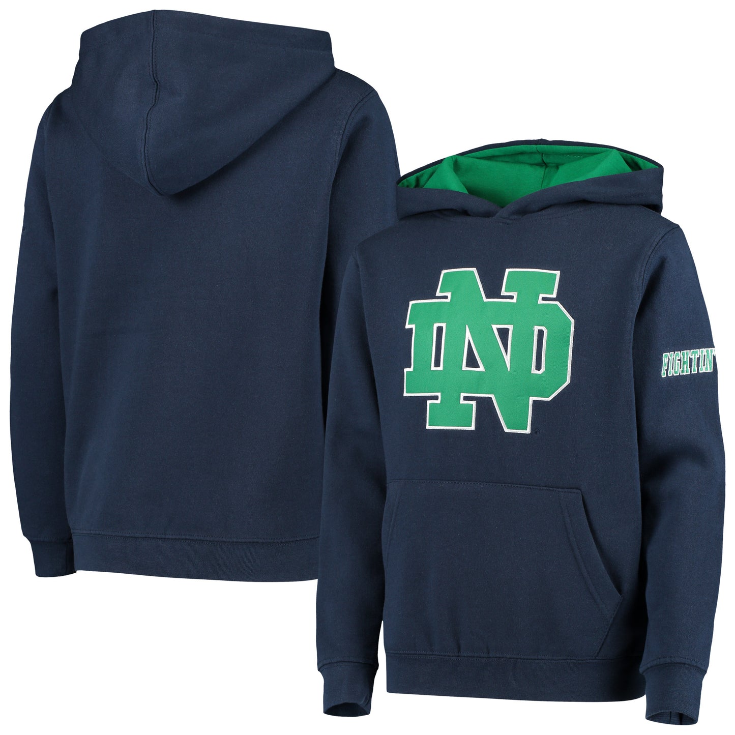 Youth Stadium Athletic Navy Notre Dame Fighting Irish Big Logo Pullover Hoodie