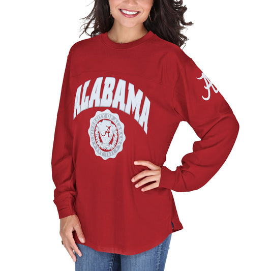 Women's Pressbox Crimson Alabama Crimson Tide Edith Long Sleeve Oversized Top