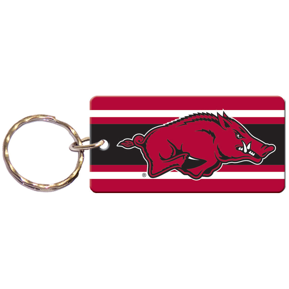 Arkansas Razorbacks Super Stripe Printed Acrylic Team Color Logo Keychain