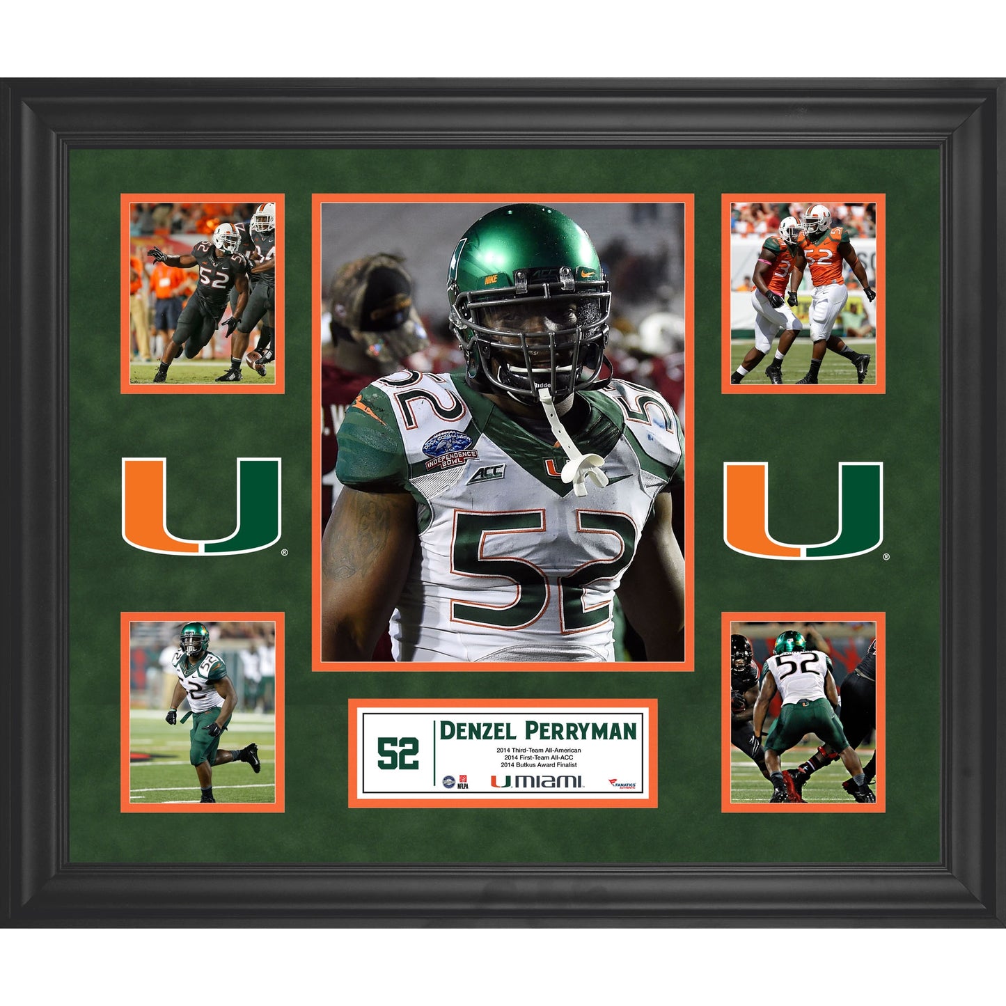 Denzel Perryman Miami Hurricanes Framed 23'' x 27'' 5-Photo Collage