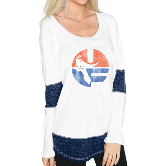 Women's Original Retro Brand White Florida Gators Contrast Boyfriend Thermal Long Sleeve T-Shirt