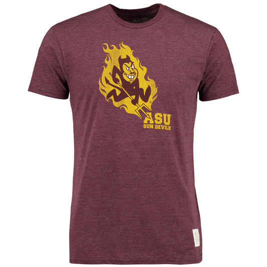 Men's Original Retro Brand Heathered Maroon Arizona State Sun Devils Vintage Sparky Tri-Blend T-Shirt