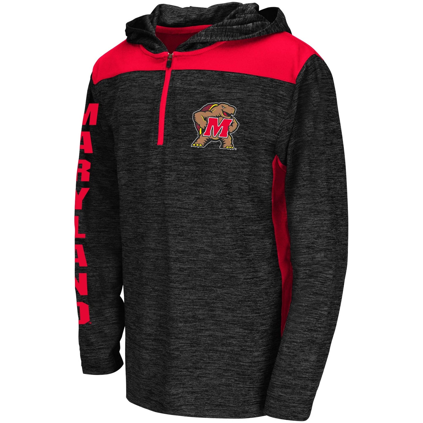 Youth Colosseum Heathered Black Maryland Terrapins Quick Kick Quarter-Zip Hoodie