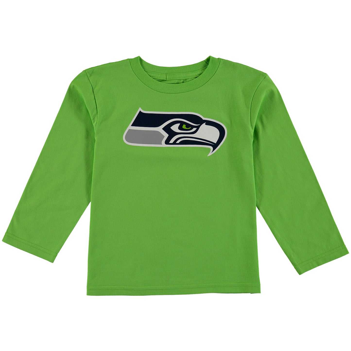 Preschool Neon Green Seattle Seahawks Team Logo Long Sleeve T-Shirt