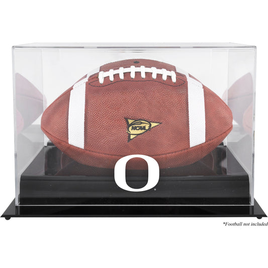 Oregon Ducks Black Base Team Logo Football Display Case with Mirror Back