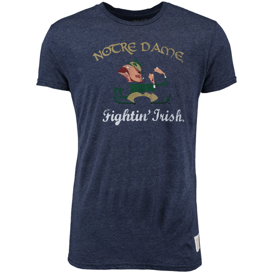 Men's Original Retro Brand Heather Navy Notre Dame Fighting Irish Vintage Font Tri-Blend T-Shirt