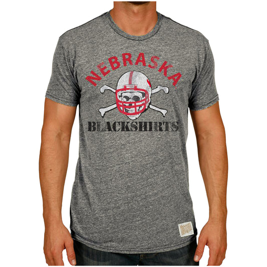 Men's Original Retro Brand Heather Gray Nebraska Huskers Vintage Blackshirts Tri-Blend T-Shirt