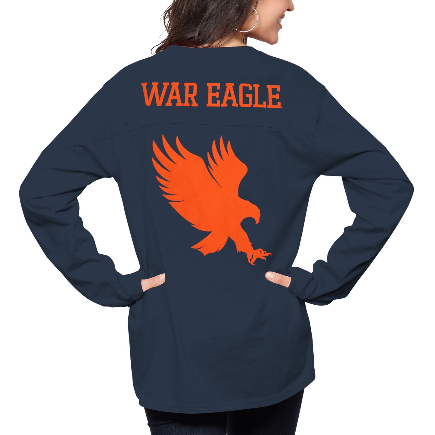 Women's Pressbox Navy Auburn Tigers The Big Shirt Oversized Long Sleeve T-Shirt