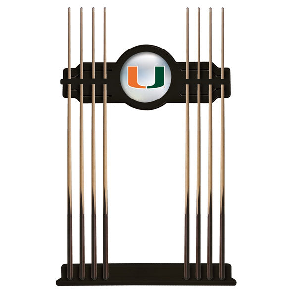 Black Miami Hurricanes Eight Stick Pool Cue Rack