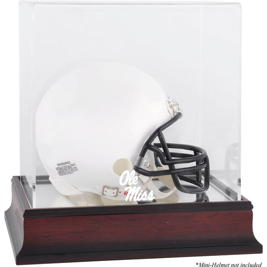Ole Miss Rebels Mahogany Logo Mini Helmet Display Case with Mirror Back