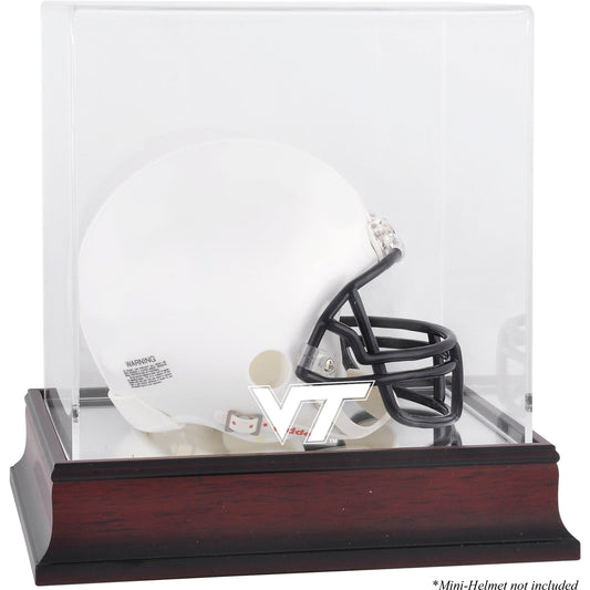 Virginia Tech Hokies Mahogany Logo Mini Helmet Display Case with Mirror Back