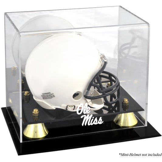 Ole Miss Rebels Golden Classic Logo Mini Helmet Display Case