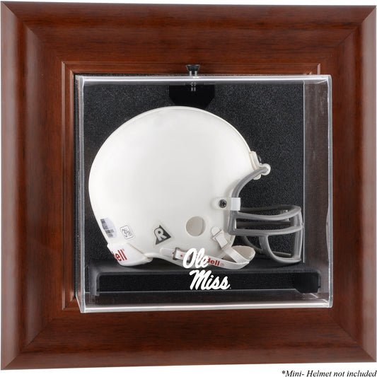 Ole Miss Rebels Brown Framed Logo Wall-Mountable Mini Helmet Display Case
