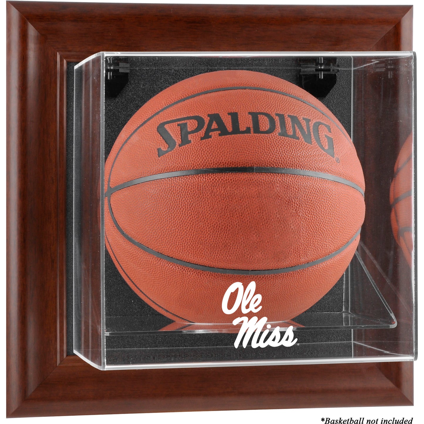 Ole Miss Rebels Brown Framed Logo Wall-Mountable Basketball Display Case