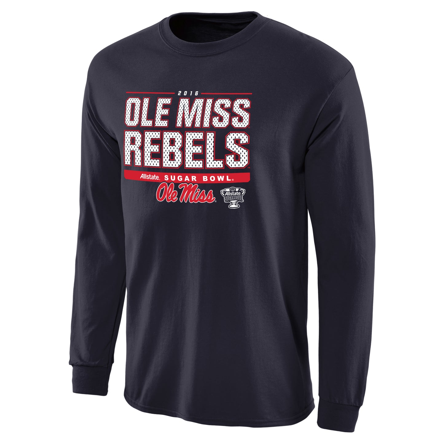 Men's Navy Ole Miss Rebels 2016 Sugar Bowl Bound Snap Long Sleeve T-Shirt