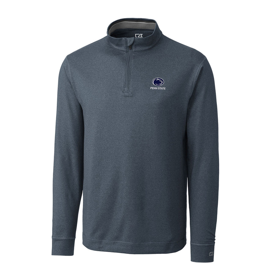 Men's Cutter & Buck Heather Navy Penn State Nittany Lions Topspin Drytec Half-Zip Jacket