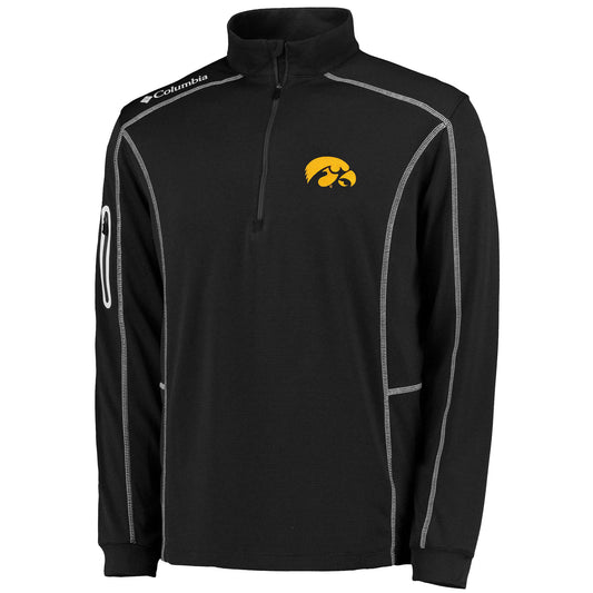 Men's Columbia Golf Black Iowa Hawkeyes Shotgun Quarter-Zip Pullover