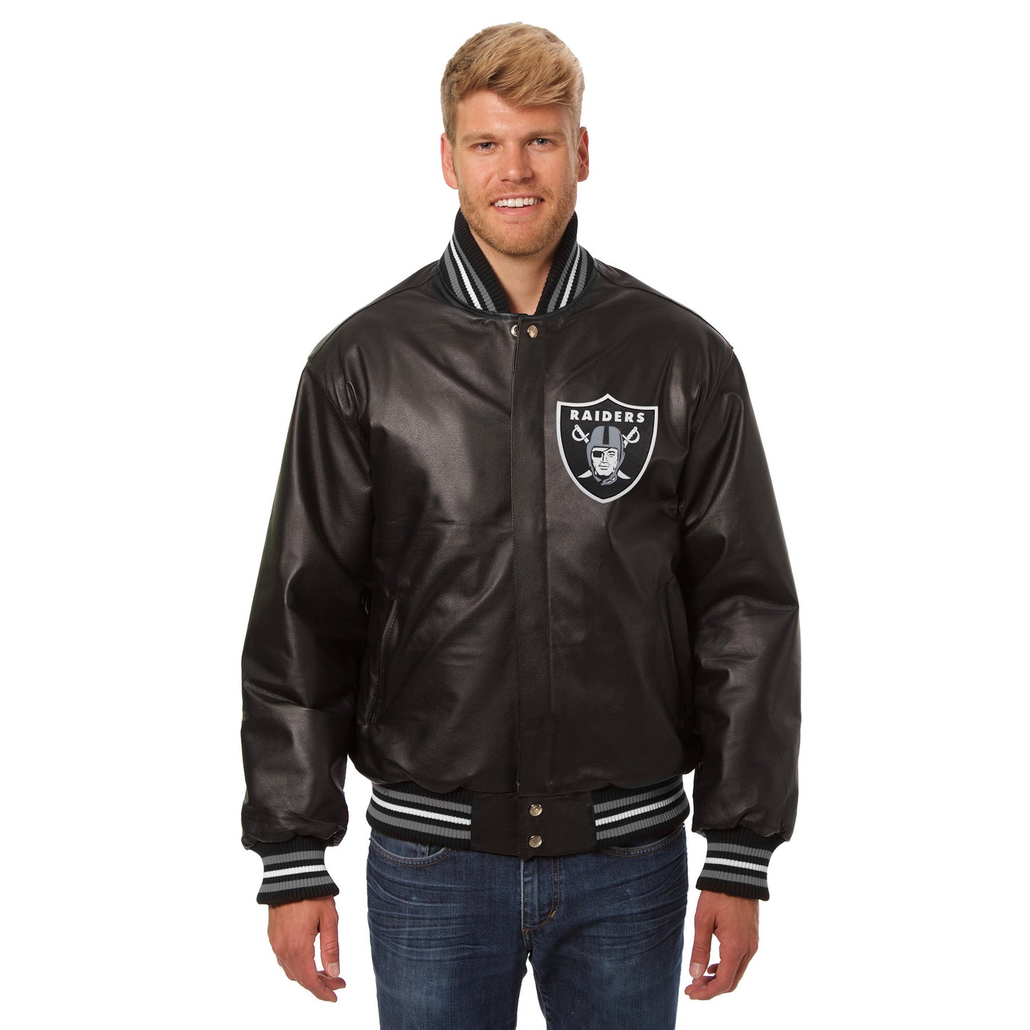 Men's JH Design Black Las Vegas Raiders Leather Jacket