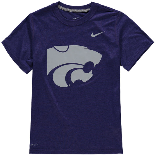 Youth Nike Kansas State Wildcats Purple Logo Legend Performance T-Shirt