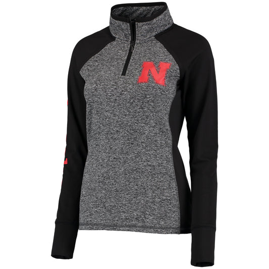 Women's Gray/Black Nebraska Huskers Finalist Quarter-Zip Pullover Jacket