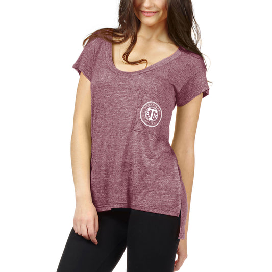 Women's chicka-d Maroon Texas A&M Aggies Pocket Scoop Neck T-Shirt