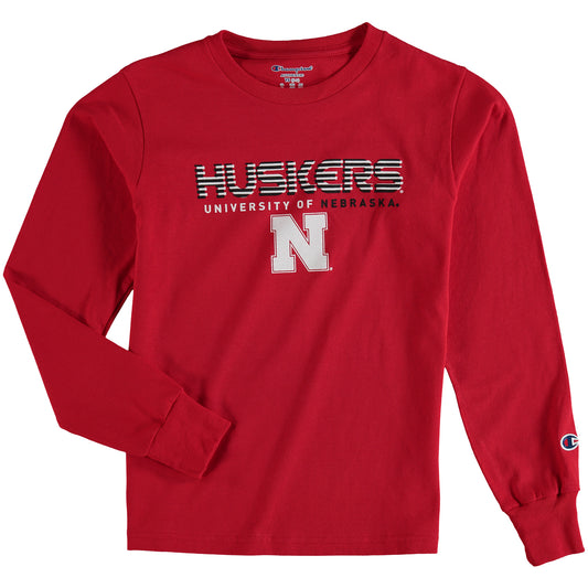 Youth Champion Scarlet Nebraska Huskers Jersey Long Sleeve T-Shirt