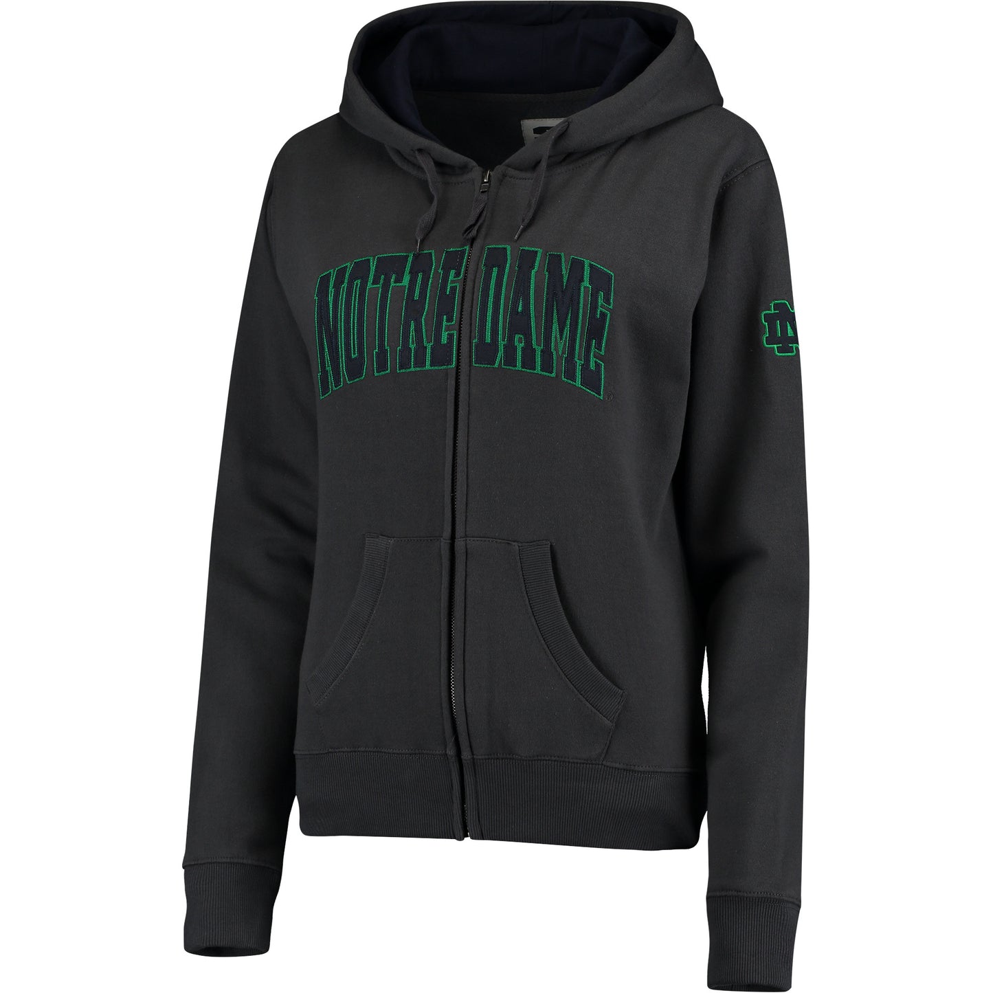 Women's Charcoal Notre Dame Fighting Irish Arched Name Full Zip Hoodie