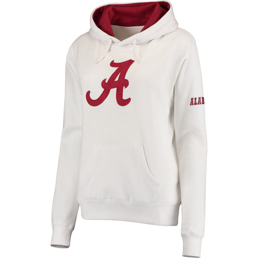 Women's White Alabama Crimson Tide Big Logo Pullover Sweatshirt