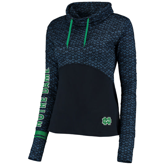 Women's Colosseum Navy Notre Dame Fighting Irish Scaled Mock Neck Fitted Pullover