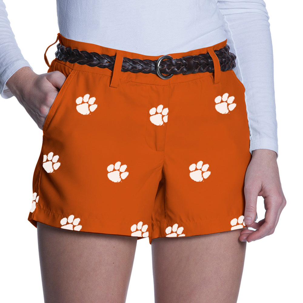 Women's Orange Clemson Tigers Allover Print Game Changer Shorts