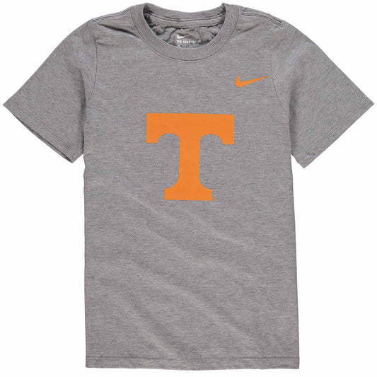 Youth Nike Heathered Gray Tennessee Volunteers Cotton Logo T-Shirt